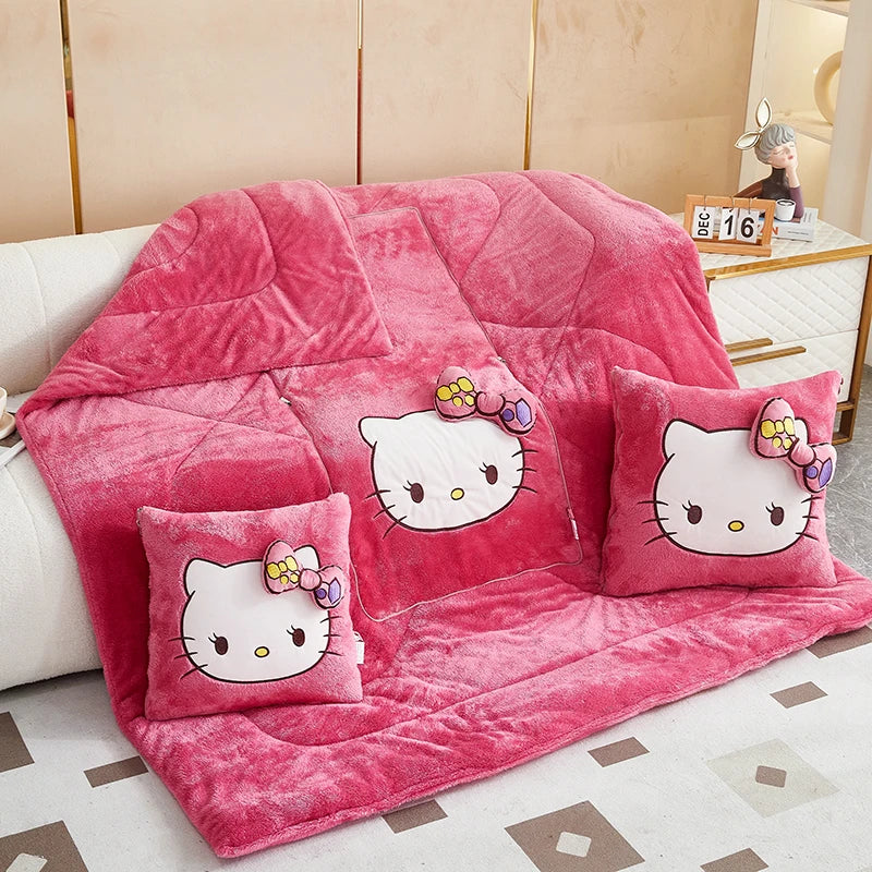 Plush Hello Kitty Throw Pillow Blanket