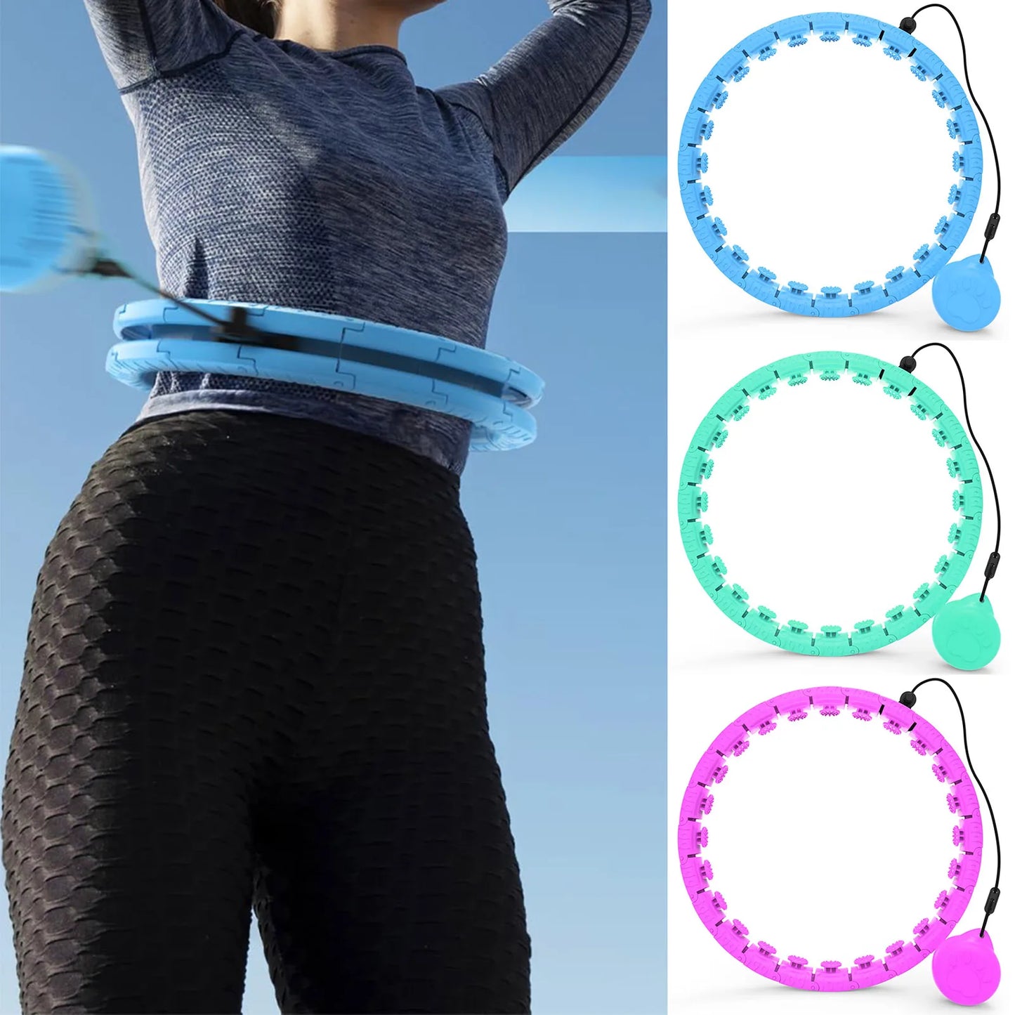 Weighted Hula Circle with 26 Links – Lightweight Ergonomic Fitness Hoop for Men & Women