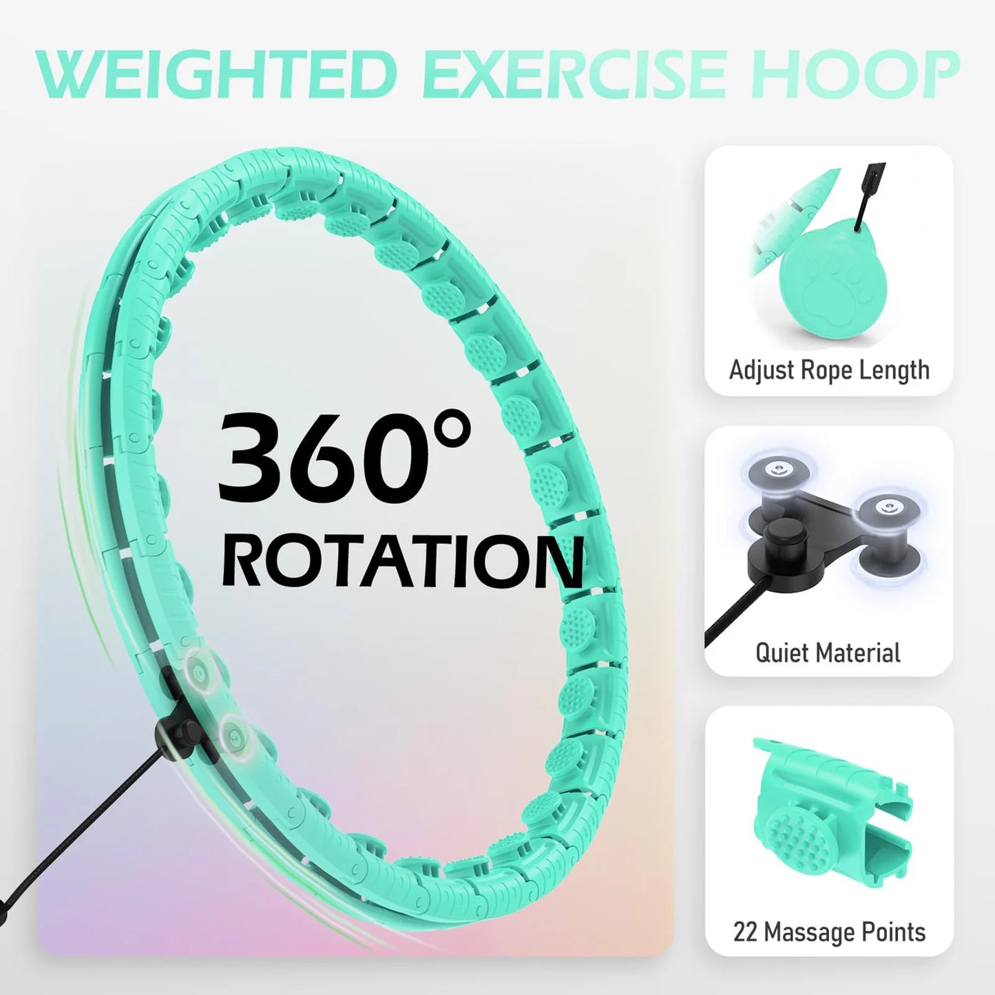 Weighted Hula Circle with 26 Links – Lightweight Ergonomic Fitness Hoop for Men & Women