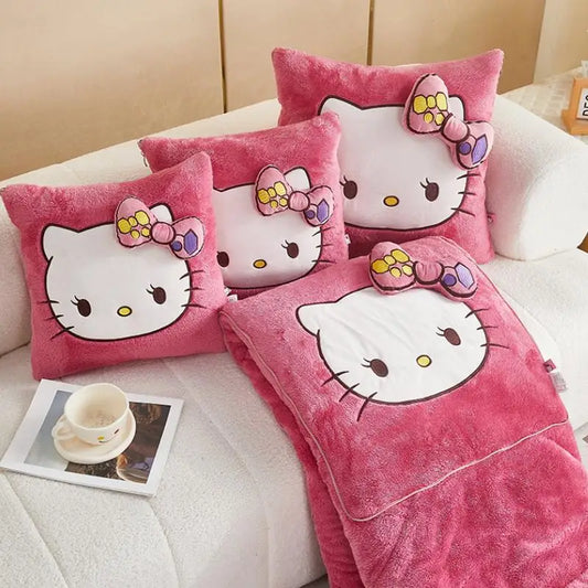 Plush Hello Kitty Throw Pillow Blanket