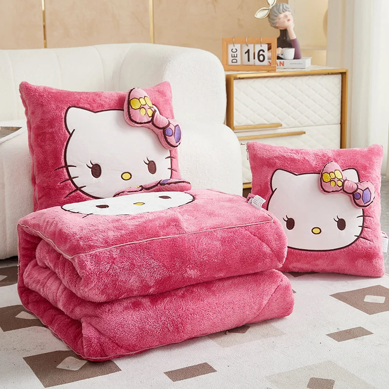 Plush Hello Kitty Throw Pillow Blanket