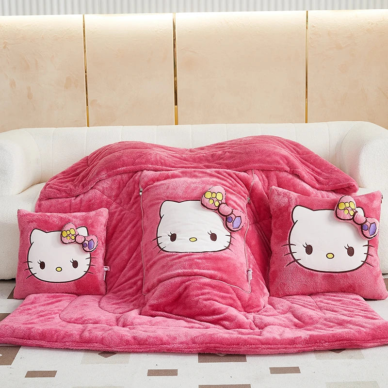 Plush Hello Kitty Throw Pillow Blanket